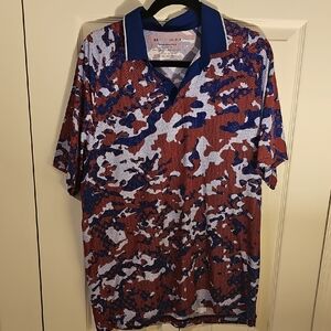 Under Armour LG Blue and Red Camouflage Polo Shirt